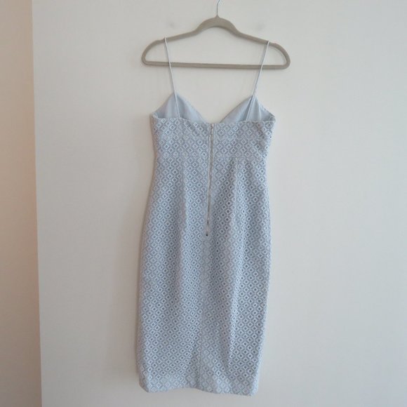 NICHOLAS Baby Blue Lace Eyelet Cut Out Pencil Dress - Size US 4 - Picture 12 of 16